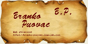 Branko Puovac vizit kartica